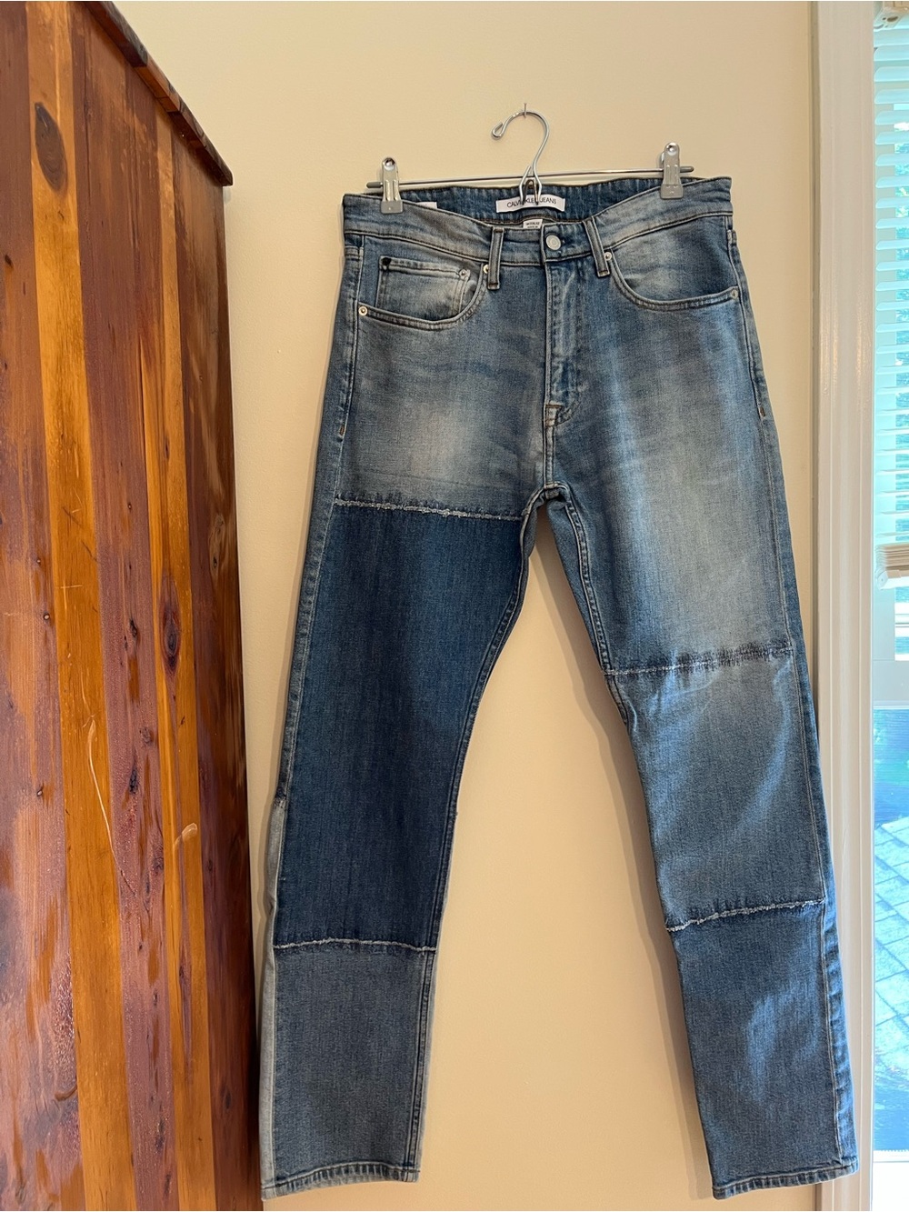 CALVIN KLEIN Men's ITALIAN DENIM Patchwork Blue Jeans 31x32